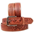 thumbnail image 1 of 35-36  Western 1-1/2" Wide Rodeo Fashion Flower Tooled Leather Belt 2666RS, 1 of 1