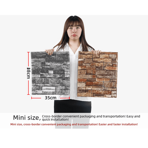 35 * 38cm wall stickers 3d self-adhesive small size waterproof XPE foam wallpaper wall paper - Cultural brick black