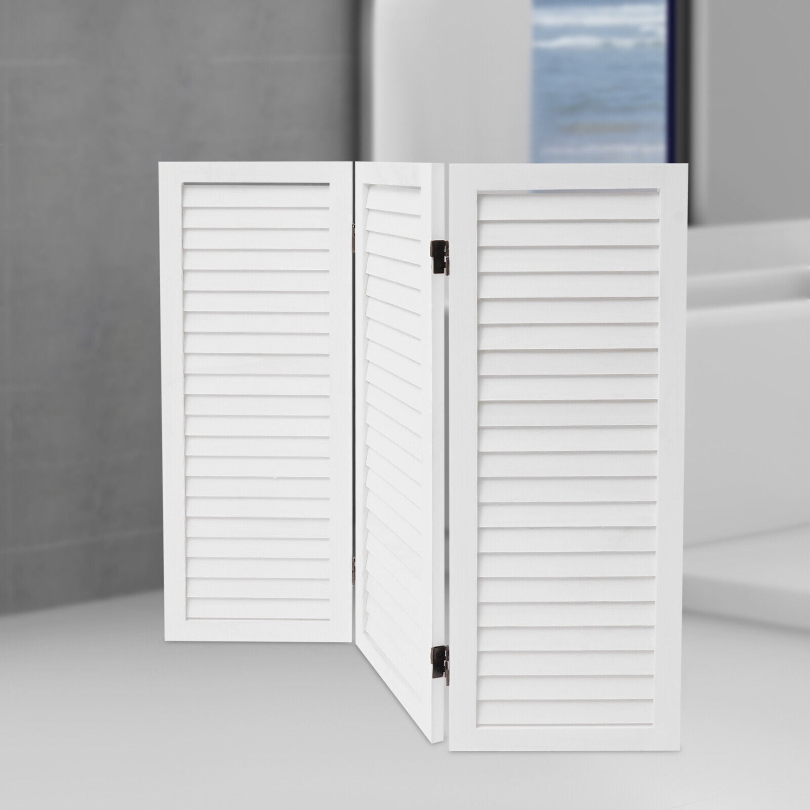 35.4*1*31.9 Modern 3 Panel Room Divider Screen Freestanding Folding Room Divider White for Dressing Room