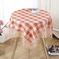thumbnail image 1 of 35.4" Checkered Round Tablecloth Washable Buffalo Plaid Table Cloth with Tassel Cotton Linen Gingham Table Cover, 1 of 6