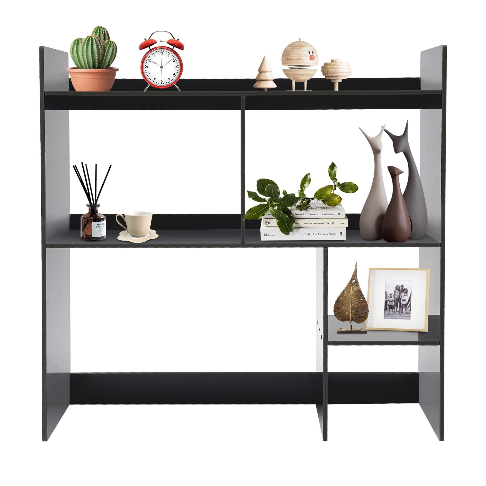 35.4" Desktop Organizer Shelf Desk Hutch for Computer Desk 3 Tier Desk Shelf Multifunctional Freestanding Storage Rack Display Shelf for Home Office