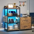 thumbnail image 1 of 35.4” File Cabinet, Filing Cabinet fits Letter/A4 Size, 2 Drawe File Cabinets for Home Office with Power Strip, LED Lights, Lock, Open Shelf, Rustic Brown, 1 of 8