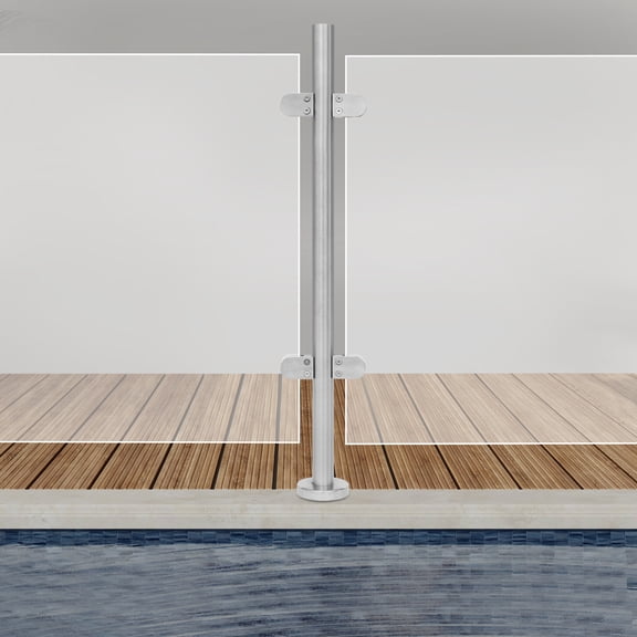 35.4" Glass Balustrade Middle Post 304 Stainless Steel Silver Glass Railing Post