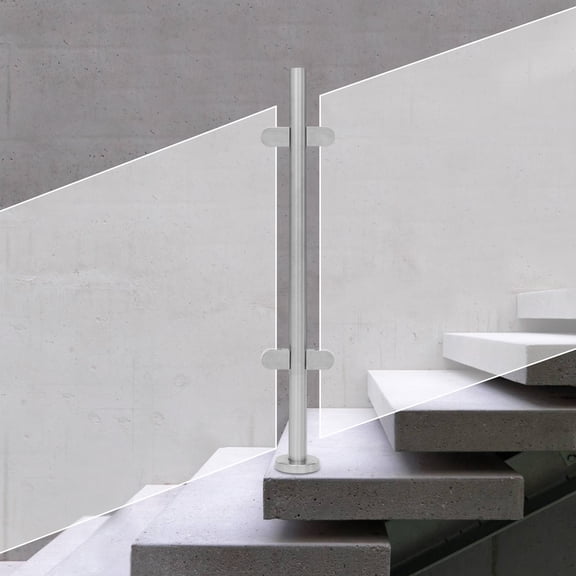 35.4" Glass Balustrade Middle Post 304 Stainless Steel Silver Glass Railing Post