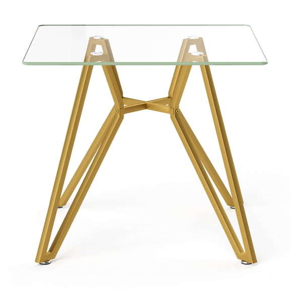 35.4" Gold Square Tempered Glass Table for 2-4, Space-Saving & Sturdy