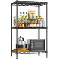 thumbnail image 1 of 35.4''H Shelf 3 Tier Storage Shelves Metal Shelving,Adjustable Small Wire Shelving Unit,Utility Steel Shelving Organizer Storage Rack for Kitchen Bedroom Laundry Pantry Office,17.7''Wx11.8''D,Black, 1 of 17