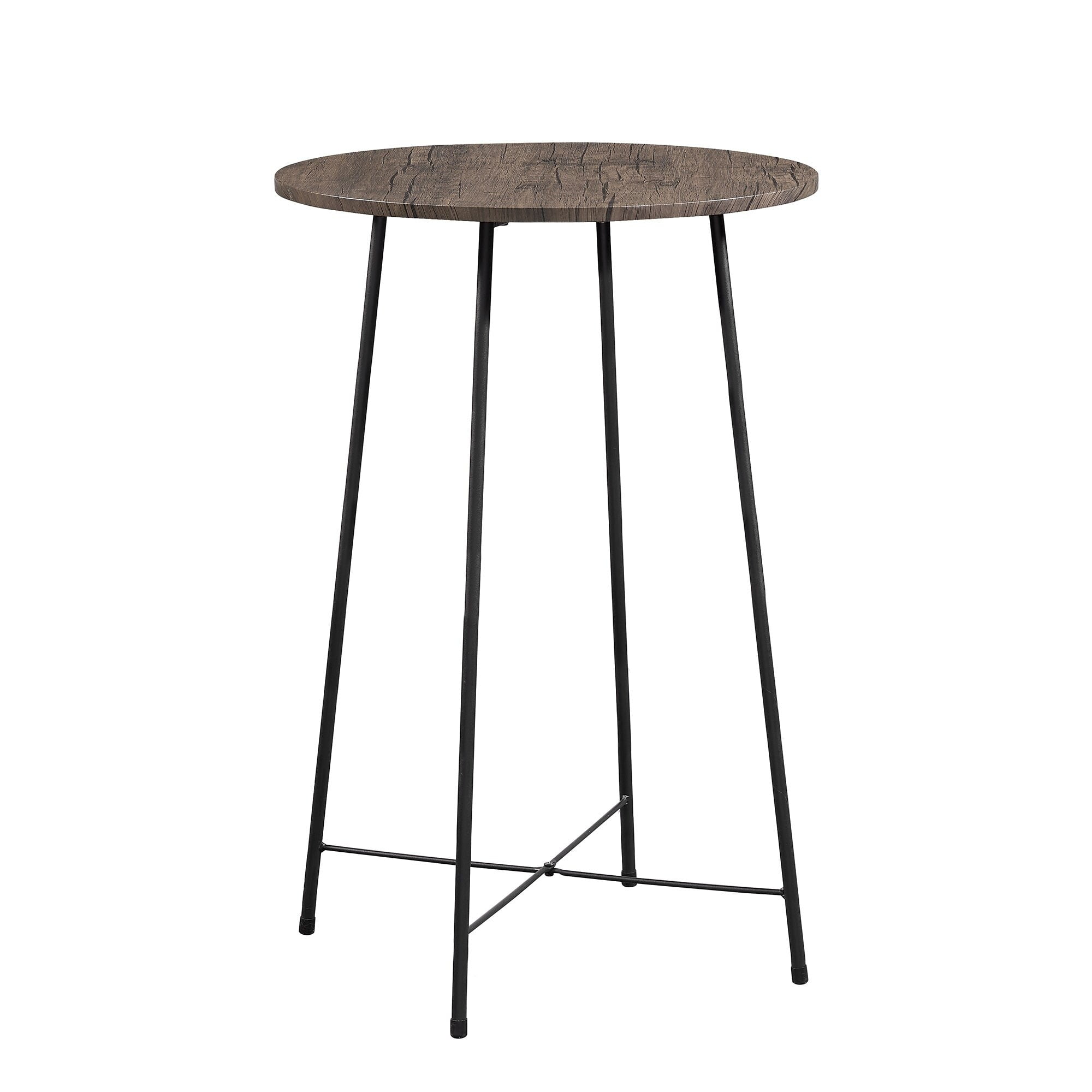 35.4'' High Round Bar Table, Industrial Style Wood Top Bistro Pub ...