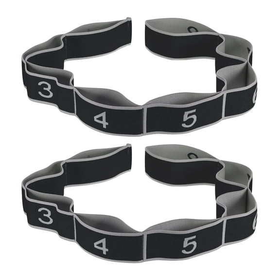 35.4 Inch 2 Pcs Exercise Bands Yoga Stretching Strap Latin Elastic Dance Black/Gray