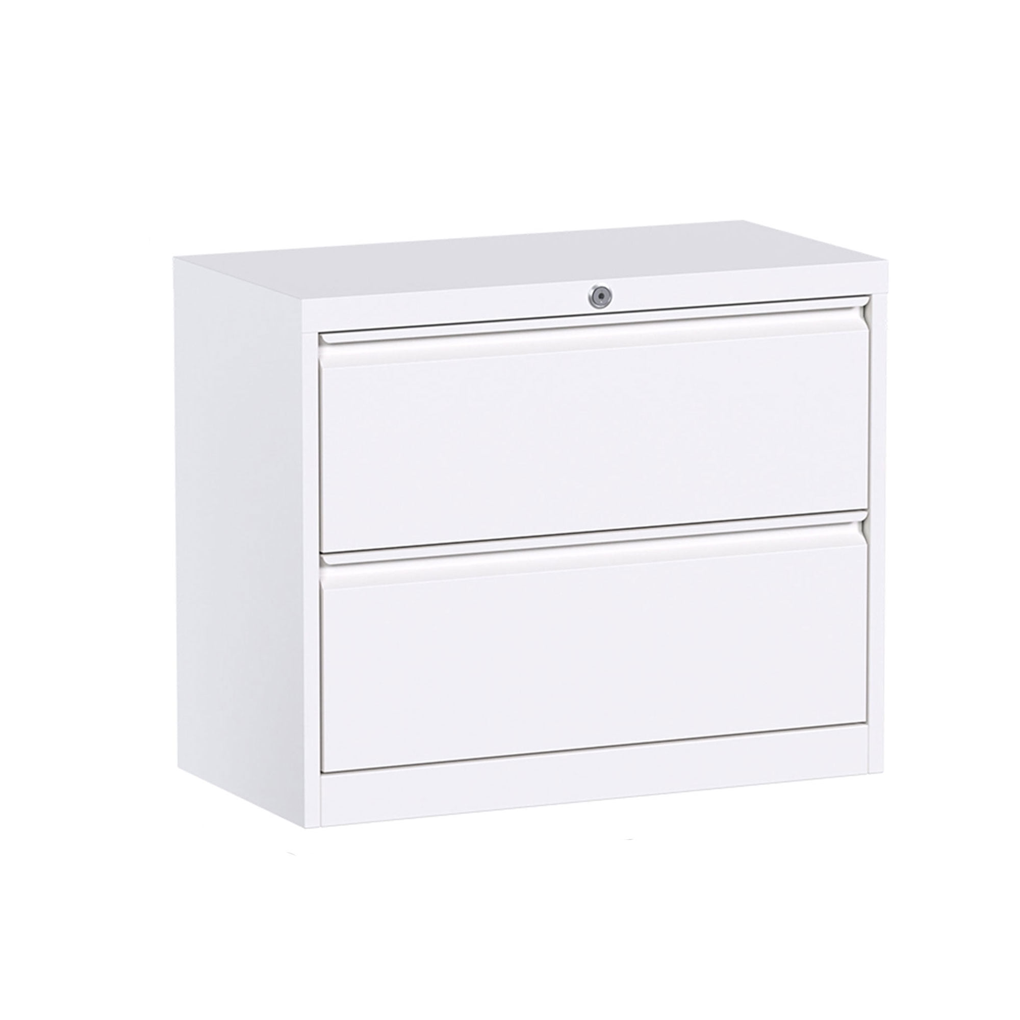 White Metal Lockable 2-Drawer Lateral Filing Cabinet
