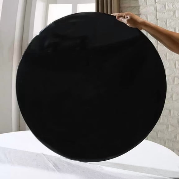 35.4 Inch Tempered Glass Top,Round Black Painting Glass Table Top,Thick Flat Polish Edge Tempered,3/8 Inch Thickness,Multipurpose for Dining Table, Coffee Table,Office Table, Side Table