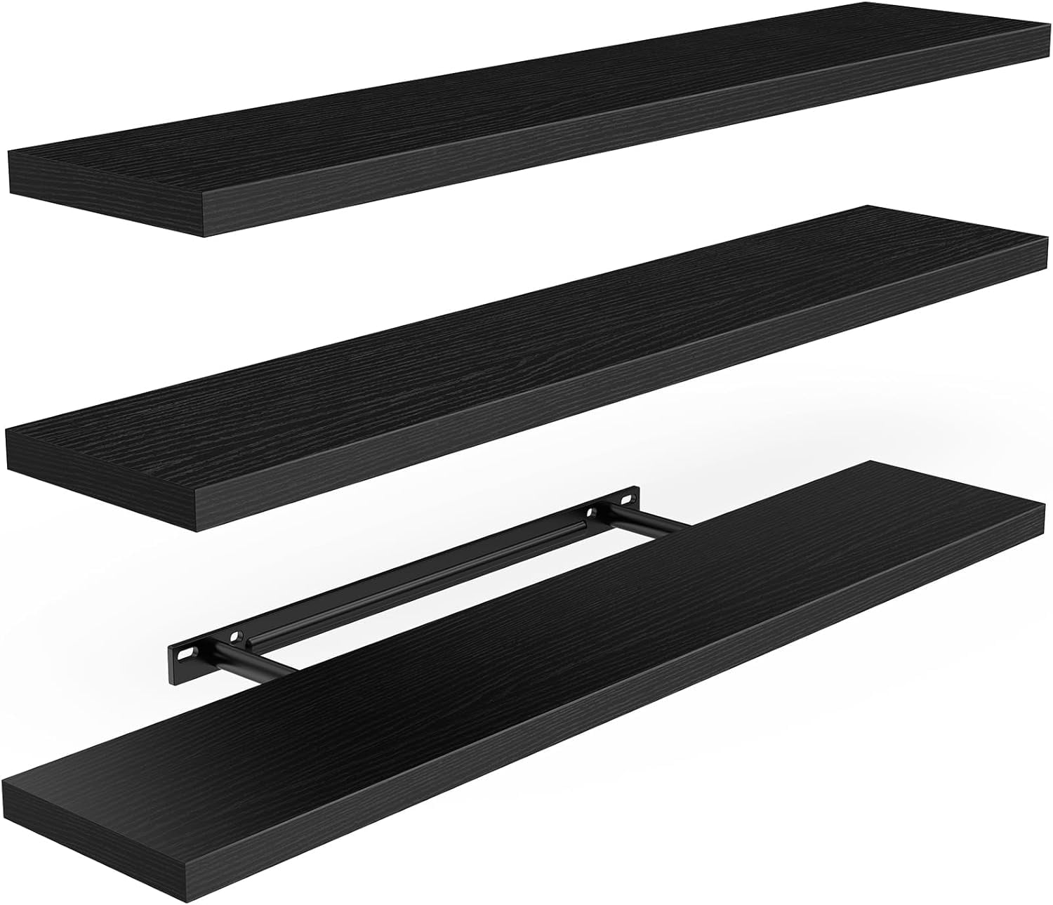 35.4" L Floating Shelves, Wall Shelves Set of 3 for Bathroom/Living Room/Bedroom/Kitchen, White Floating Shelves for Wall Decor Invisible Brackets