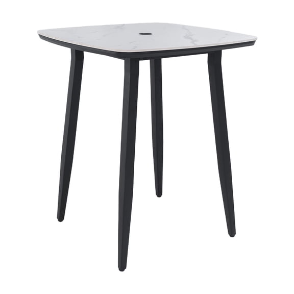 35.4" Modern Outdoor Bar Table Ember Black Weatherproof Sintered Stone Top