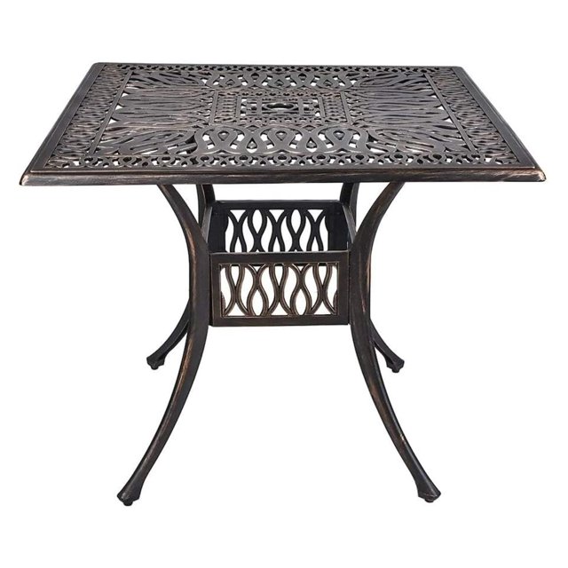 35.4" Outdoor Patio Bistro Dining Square Table Weather Resistant Cast