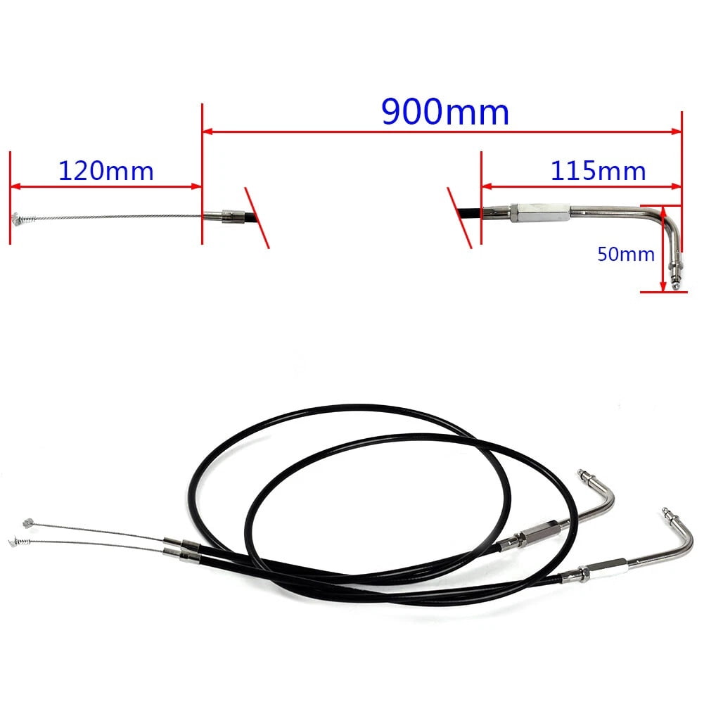 Hill Country Custom Cycles Black Vinyl Coated Throttle Cable Set For 1990-1995 Harley Softail Fatboy