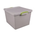 thumbnail image 1 of 35.4 Qt. Latch Lid Storage Tote, 14.76" x 12.6" x 10.43", Dove Gray/Green | Bundle of 5 Each, 1 of 1