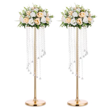 35.4" Tall Gold Wedding Centerpieces for Tables Set of 2 Metal Flower Stand for Wedding Aisle Decor
