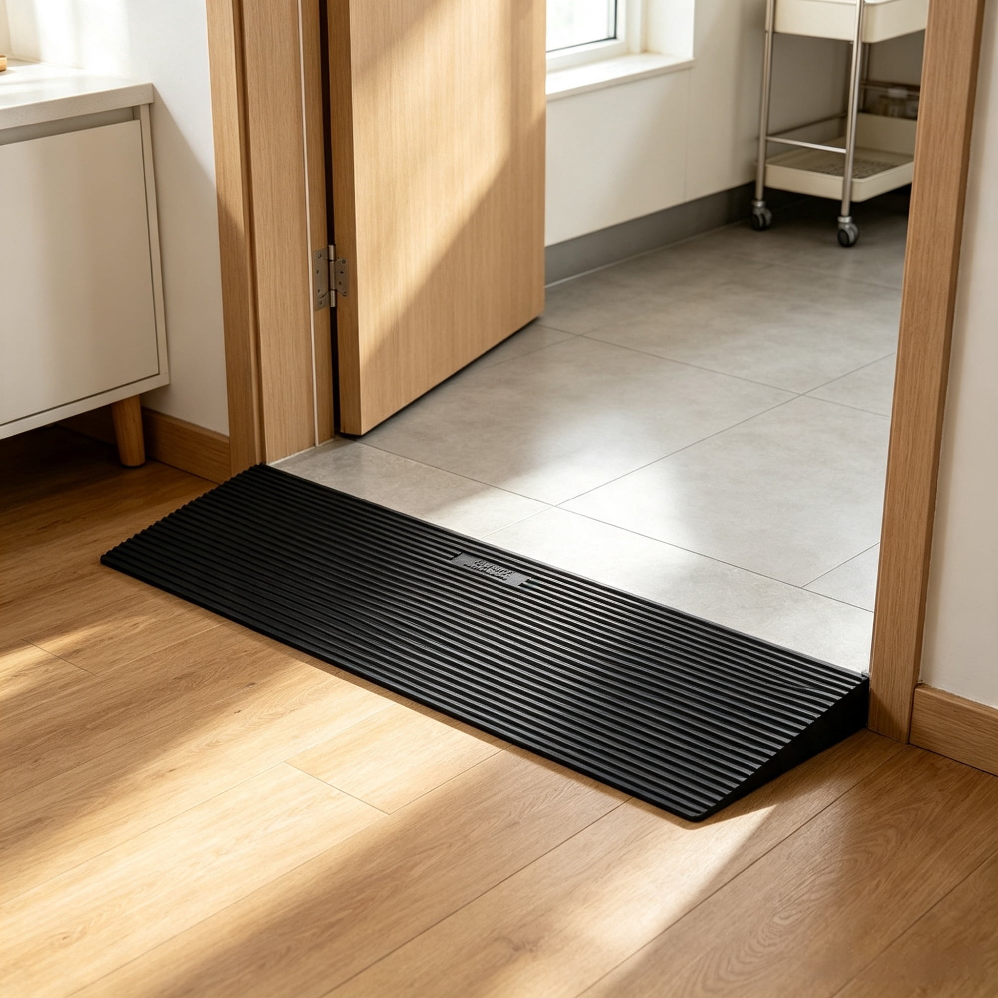 35.4" Wide Rubber Threshold Ramp (1.6" Rise), Cuttable Wheelchair Slope