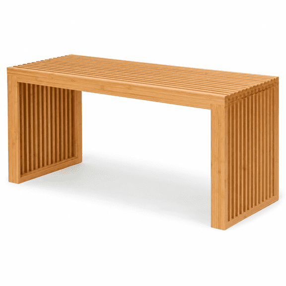 35.4 in Bamboo Shoe Bench, Slatted Wooden Entryway Bench with Shoe Storage, Natural Bamboo Bench for Entryway, Bedroom, Bathroom, Porch