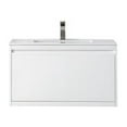 thumbnail image 1 of 35.4 in. Milan Single Vanity Cabinet - Glossy White with Glossy White Composite Top, 1 of 1