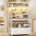 thumbnail image 1 of 35.4 inch Bakers Rack with Storage, Power Outlet and LED Lights, Coffee Bar Cabinet, Microwave Stand Kitchen Cabinet, 1 of 7