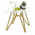 thumbnail image 1 of 35.4-inch round tempered glass dining table, suitable for 1-4 people, space-saving small kitchen dining table, equipped with sturdy metal table legs, suitable for dining room, living room,Gold, 1 of 6