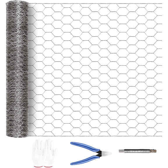 35.4" x 1180" 21-Gauge Silver Galvanized Hexagonal Wire Mesh, Rust-Resistant Garden Net for Floral Arrangements, Chicken Coops, Plant Protection & DIY Crafts