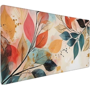 35.4 x 15.7 in, XXL Large Mouse Pad for Desk, Extended Keyboard Mouse Mat for Computer Office, Big Mouse pad with Stitched Edges, Gaming Pc-Boho Leaves