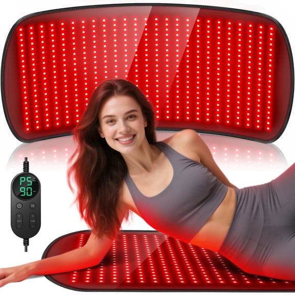 500 LEDs Red Light Therapy Mat for Body, Tri-Chip Upgrade 660nm& 850nm Near Infrared Light Therapy Pad Wrap Belt Blanket Timer