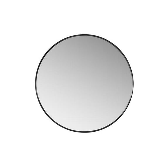 35.4 x 35.4 in. Cascante Round Metal Wall Mirror, Brushed Black