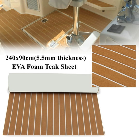 35.4'' x 94.5'' Marine Yacht Boat & RV Flooring Sheet Decking Faux Teak EVA Foam Self-Adhesive Mat 5.5mm 10 Colors