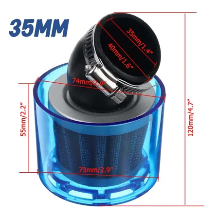 35/40/42/45/48mm Bend Elbow Motorcycle Air Filter Cleaner - Splash Proof for 125cc-250cc ATVs, Dirt Bikes, Pit Bikes & Scooters​
