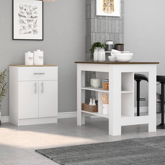 35.40 in High 2-Piece White Kitchen | Dining Room Use, User-Friendly Build