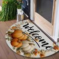 thumbnail image 1 of 35.43*23.62in Halloween Semi-Circular Pumpkin Door Mat, Printed Floor Mat, Polyester Entrance Mat, Autumn Thanksgiving Porch Entry Mat, Easy-to-Clean Indoor & Outdoor Mat, 1 of 5