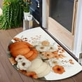 thumbnail image 1 of 35.43*23.62in Halloween Semi-Circular Pumpkin Door Mat, Printed Floor Mat, Polyester Entrance Mat, Autumn Thanksgiving Porch Entry Mat, Easy-to-Clean Indoor & Outdoor Mat, 1 of 5
