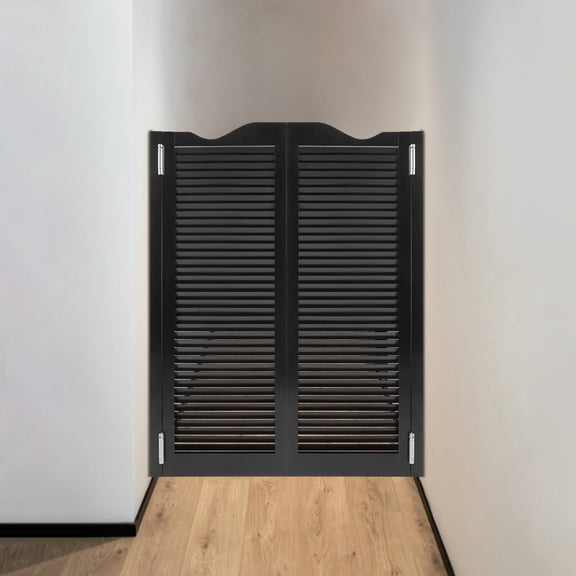 35.43*47.24in Black Flexible Wood Cafe Door Bar Doors Multifunctional Half Door Houses Kitchens Storage Rooms