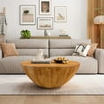 thumbnail image 1 of 35.43" Drum Coffee Table, Vintage Style Bucket Shaped Coffee Table for Office, Dining Room and Living Room, Natural, 1 of 7