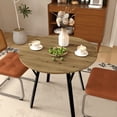 thumbnail image 1 of 35.43 Inch Round Dining Table, Small Circle Kitchen Table with Metal Black Legs for 2-4 people,Modern Dining Room Table, Brown (only table), 1 of 10