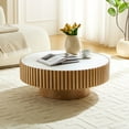 thumbnail image 1 of 35.43 Inch Round Sintered Stone Coffee Table Modern Drum Nesting Table Luxury Apartment Living Room Furniture Compact Circle Design, 1 of 9