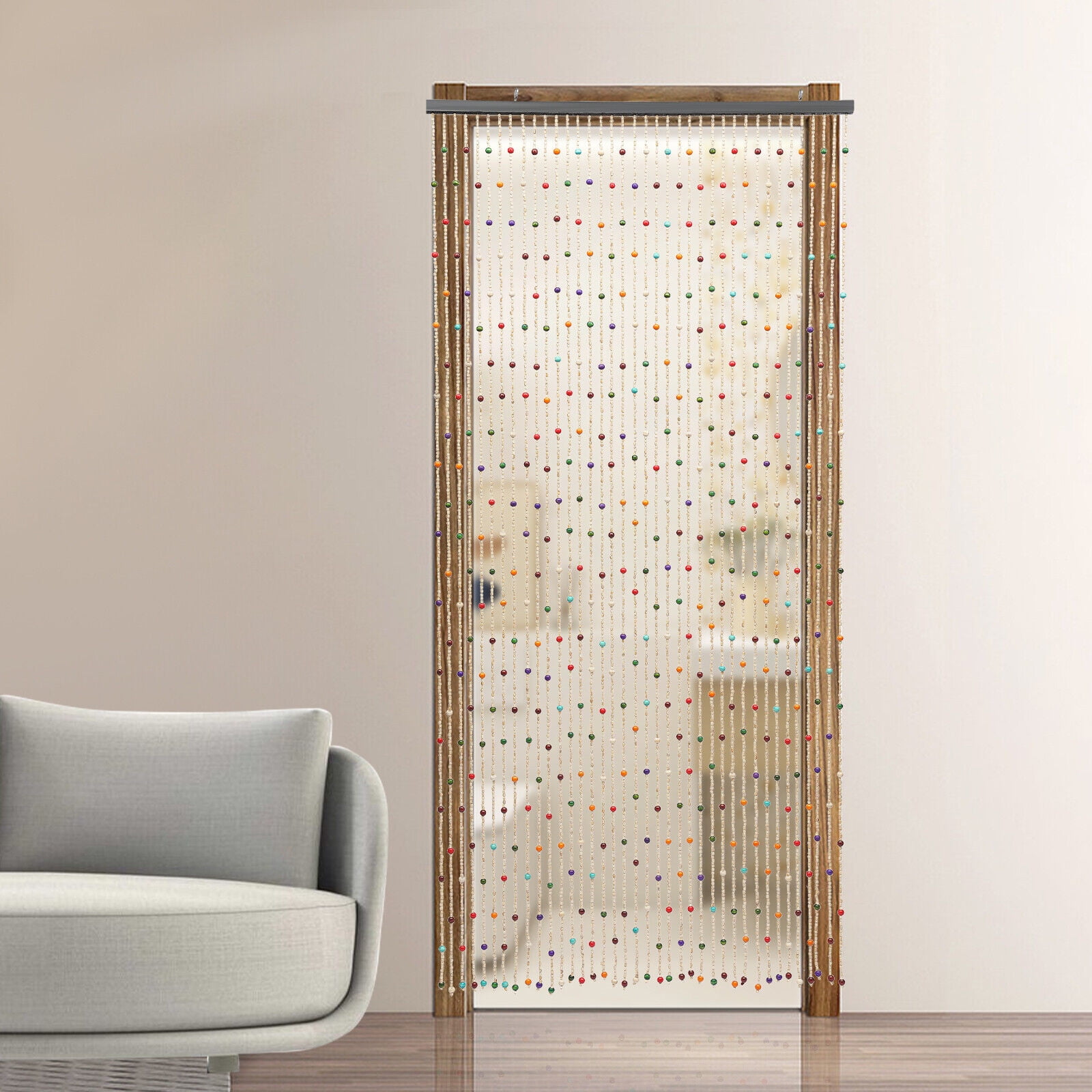 35.43"L x 74.89"W Wood Beaded Curtain Wood and Bamboo Beaded Curtain 38 Line