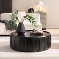thumbnail image 1 of 35.43" Round Coffee Table, Fiberglass Coffee Table Modern Side Table Handcraft Drum Center Table Accent End Table for Living Room Bedroom Apartment Office, Black, 1 of 7