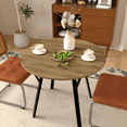 thumbnail image 1 of 35.43" Round Dining Table,Retro and Elegant Dining Table,with Black Metal Frame Structure,Suitable for Dining Rooms,Kitchens,for 2-4 People.Brown, 1 of 8
