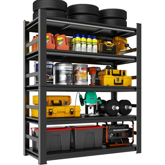 35.43" Wx15.75 Dx72 H Garage Shelving 2500LBS Heavy Duty Shelving Units and Storage Shelves Adjustable 5 Tier Metal Shelving for Kitchen,Utility Room and Basement,Black