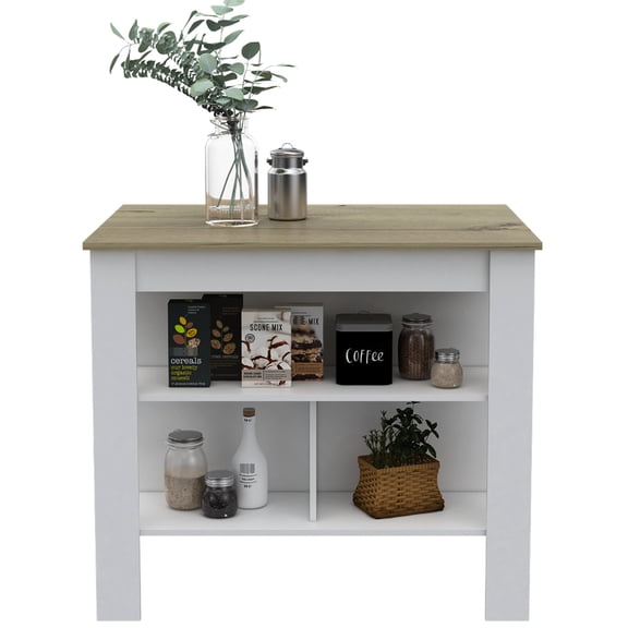 35.43 in High Kitchen Island | Silver - Protected Tabletop and Three Storage Shelves | Keeps Kitchen Organized and Clean