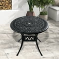 thumbnail image 1 of 35.43 - inch Round Patio Table - Wear - Resistant Foot Pads - Outdoor Dining - Exquisite Petal Patterns, 1 of 3