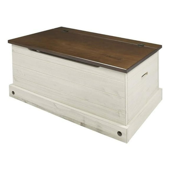 35.43 x 17.52 x 18.9 in. Cottage Series Wood Storage Trunk, Distressed White