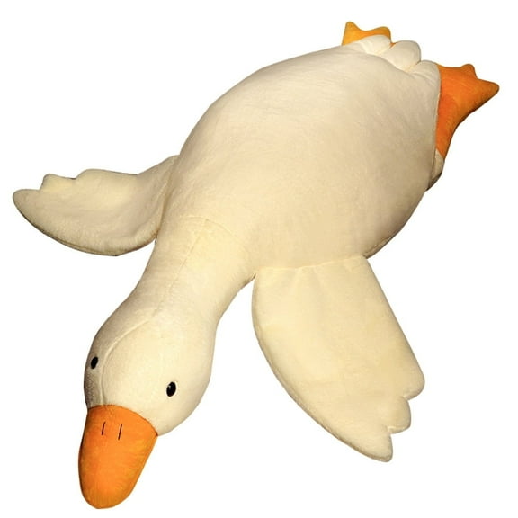 35.43in Fluffy Duck Plush Toys Soft Goose Plush Toy Sleep Pillow White Birthday Gift For Kids
