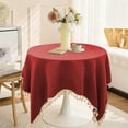 thumbnail image 1 of 35.43in Small Cotton Linen Round Tablecloth with Tassel, Washable Wrinkle Resistant Waterproof Farmhouse Decorative Table Cloths for Wedding Camping Party Holiday(Red), 1 of 6