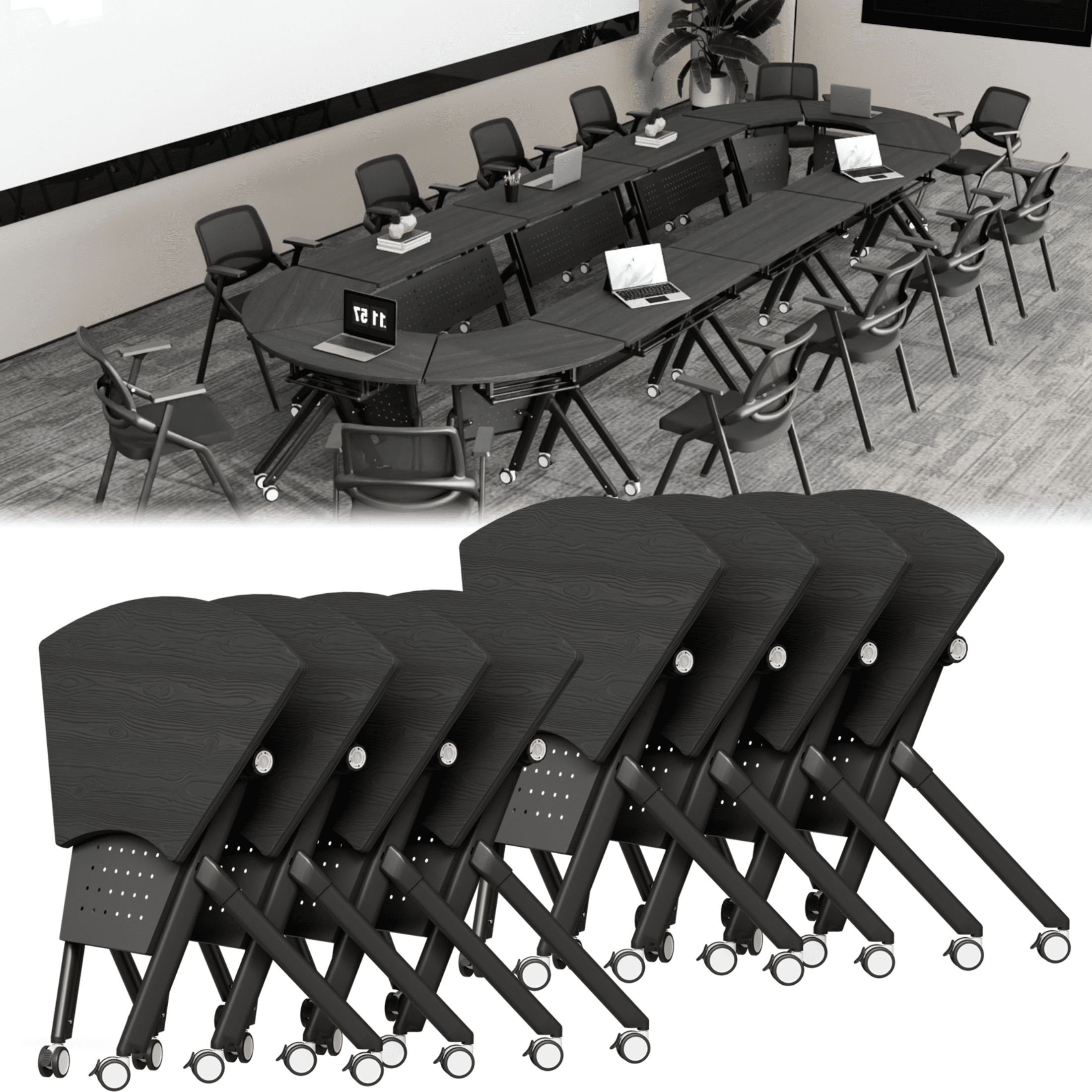 35.4IN Conference Table,Folding Conference Room Table with Silent ...