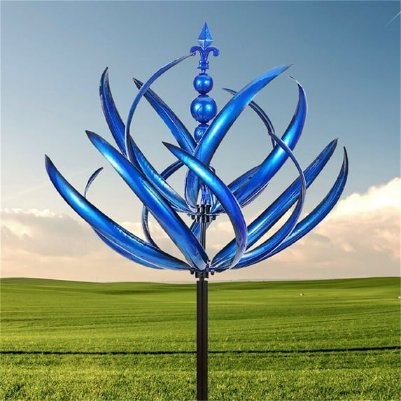 35.4in Christmas Decorations Metal Garden Rotators with Stabilizing Pile, Garden Windmill, Floral Windmill, Outdoor Metal Wind Sculpture and Rotators