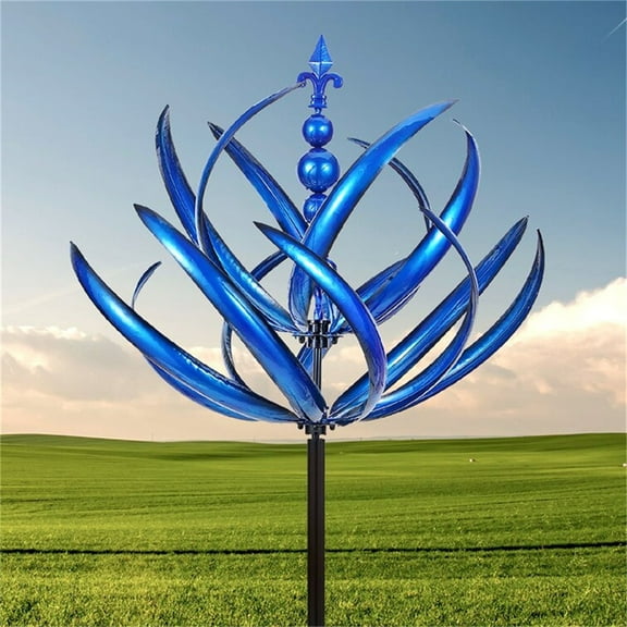 35.4in Christmas Decorations Metal Garden Rotators with Stabilizing Pile, Garden Windmill, Floral Windmill, Outdoor Metal Wind Sculpture and Rotators